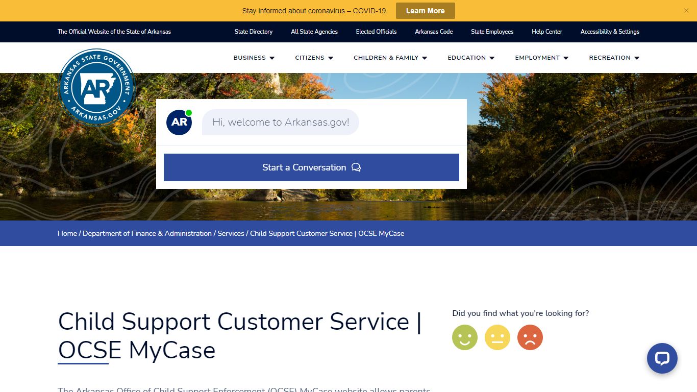 Child Support Customer Service | OCSE MyCase | Arkansas.gov